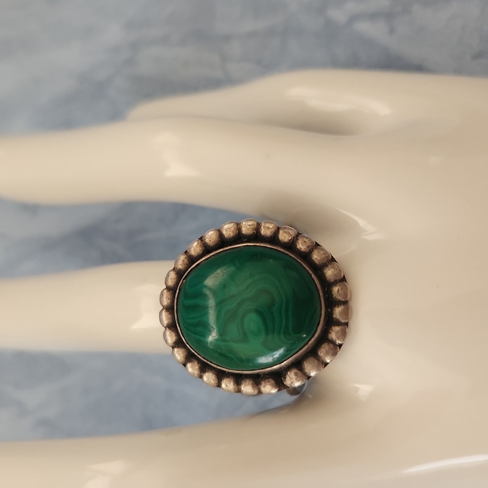Vintage Sterling and Malachite Ring